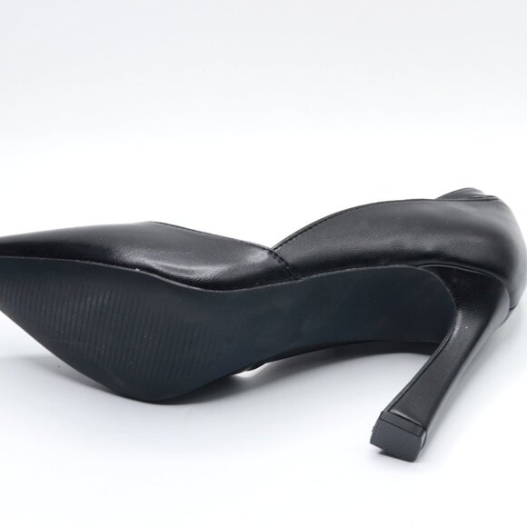 DANAZANA Women Chain Ankle Strap Flare Heels Women's Closed Toe Pumps Stilettos - Picture 3 of 4